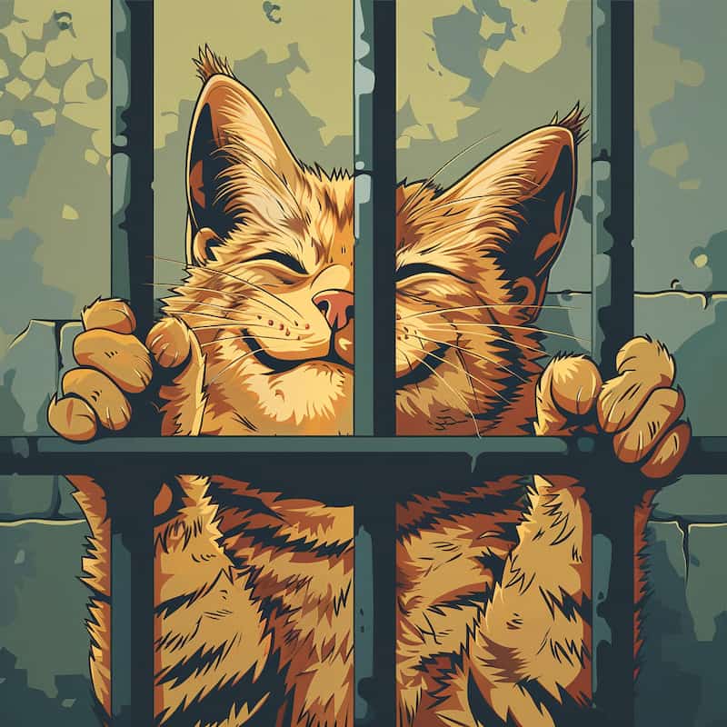 Изображение кота в тюрьме
